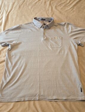 Ted Baker Polo Shirt, Size L (5), Blue & White